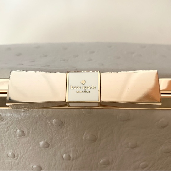 Kate Spade · Victoria Falls Madeline Ostrich Embossed Satchel Stone Taupe Bag - Picture 8 of 17